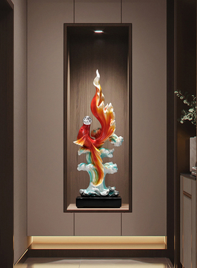 年年有余招财鱼新中式高档大摆件入户玄关进门客厅壁龛办公室装饰