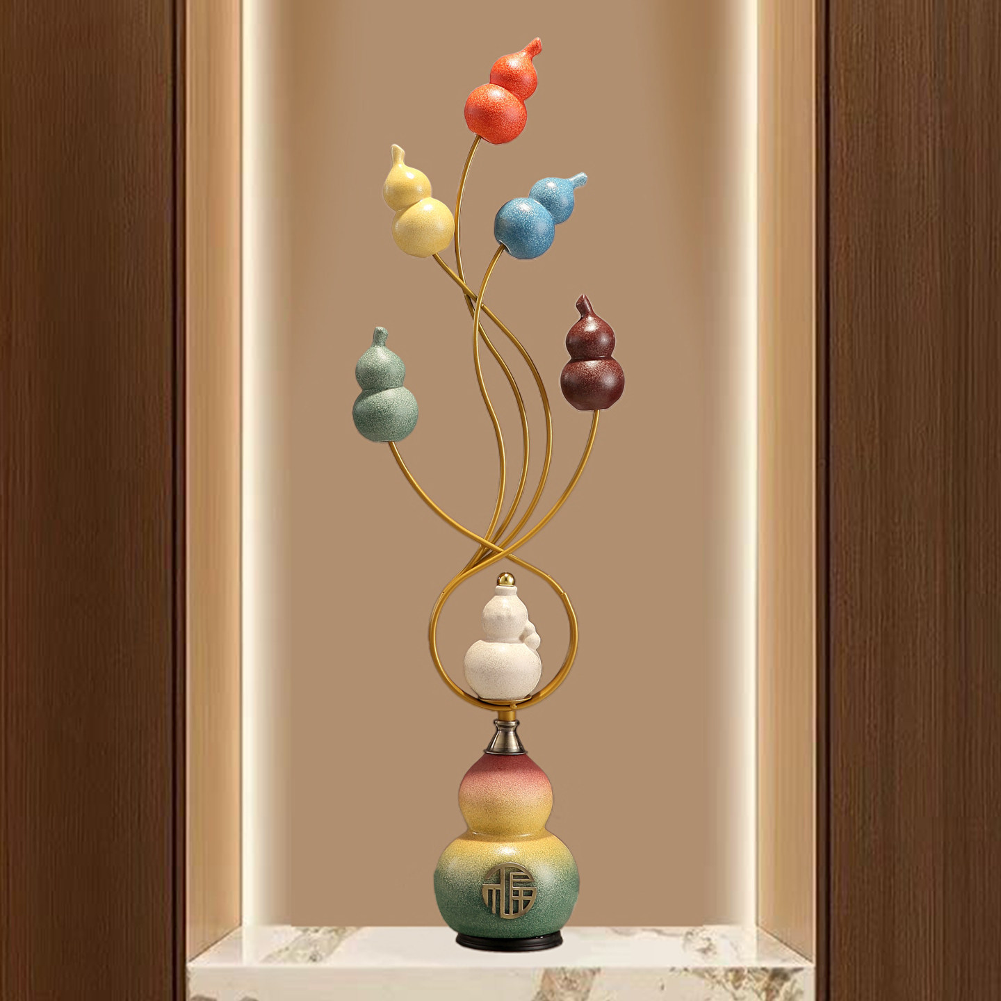 时来运转招财葫芦落地大摆件入户玄关客厅电视柜竖高装饰乔迁开业,淘宝优惠券,粉丝福利购,淘宝优惠卷