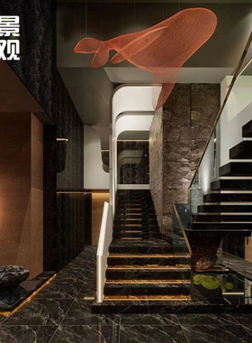 发光室内金属铁艺海豚大