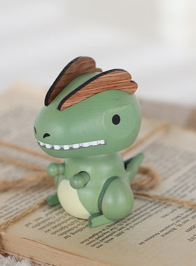 森活木趣车载摇头摆件中控台汽车车内饰品实木木质弹簧恐龙公仔