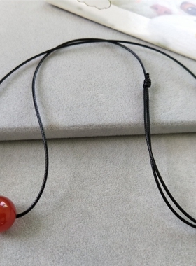 项链女天然红玛瑙吊坠转运珠韩版简约百搭短款颈链森系小清新饰品