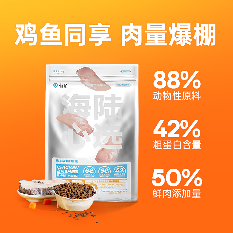 【囤货装】有鱼猫粮鸡肉味成猫幼猫全期增肥发腮无谷天然粮8kg