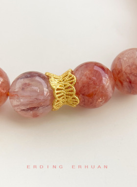 MoreSuitable红胶花天然石水晶招桃花手链高级感手饰轻奢手串