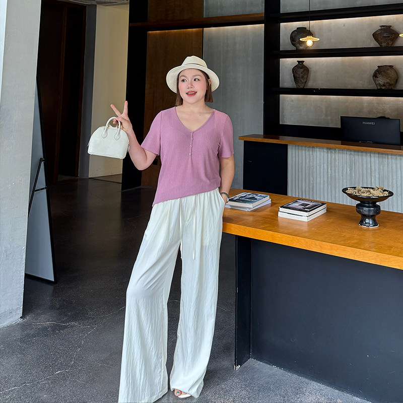 心存真大码女装薄款阔腿裤2025夏季200斤胖mm宽松显瘦休闲长裤子,淘宝优惠券,粉丝福利购,淘宝优惠卷