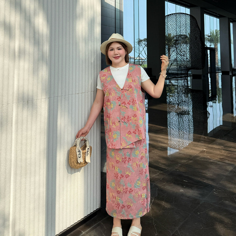 心存真大码女装国风马甲套装2025新款胖mm高端新中式半身裙两件套,淘宝优惠券,粉丝福利购,淘宝优惠卷