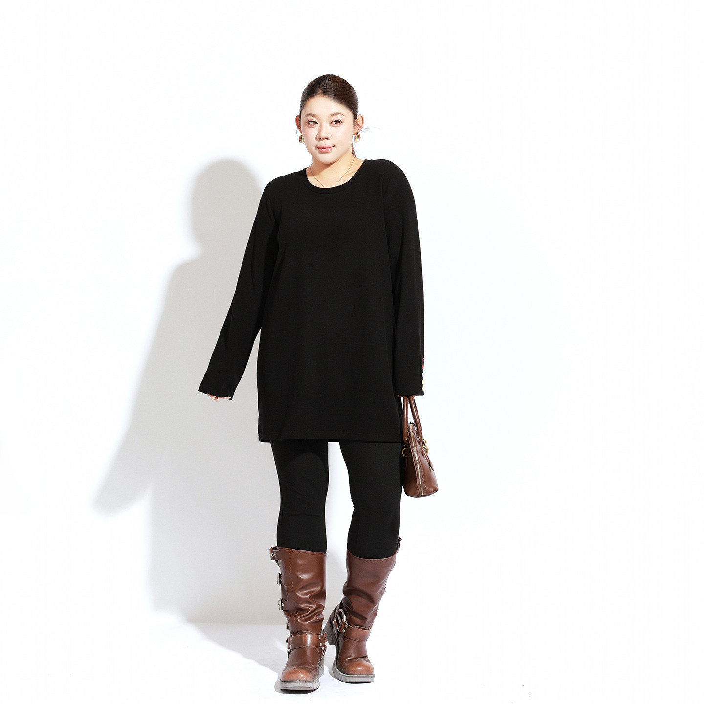 双面绒彩扣大码长袖T恤女200斤冬季加肥加大胖mm长款宽松打底衫,淘宝优惠券,粉丝福利购,淘宝优惠卷