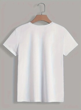 Vibrant Spanish Letter Print Short Sleeve Round Neck Women's