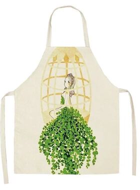 Cactus Plant Pattern Apron Adult Sleeveless Kitchen Cleaning