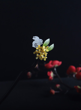 俊皮发簪檀木复古古风