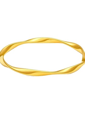 欧美跨境外贸沙金首饰品莫比乌斯手镯女仿黄金镯闭口实心素圈手饰