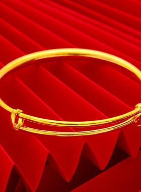 跨境外贸越南沙金饰品圆肚光面手镯女轻奢感久不掉色蛇肚推拉手环