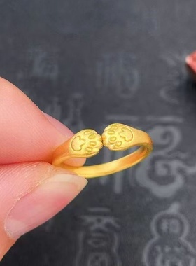 越南沙金饰品珍珠镍猫爪戒指轻奢小众猫爪设计手饰女久不掉色指环