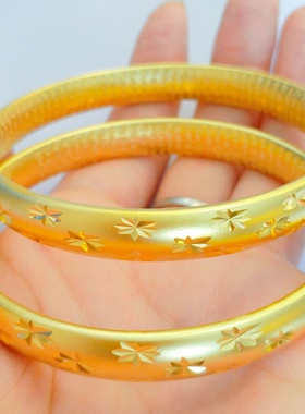 欧美跨境外贸沙金饰品闭口心经手镯女仿黄金久不掉色手饰轻奢感