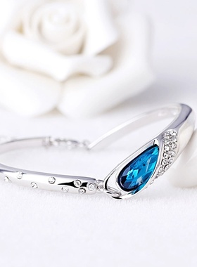 欧美流行首饰玻璃鞋手镯商城水晶镀银手链镯子韩版流行饰品配饰