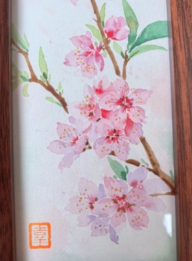 倚竹◎纯手绘国画聊赠一枝春摆台桌面装饰画摆件原创成品带框