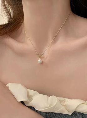 简约复古珍珠项链女时尚小众设计