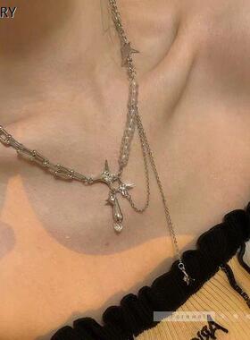 水滴芒星闪钻项链女ins小