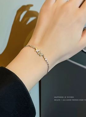 微镶锆石蝴蝶手链女ins小众设计