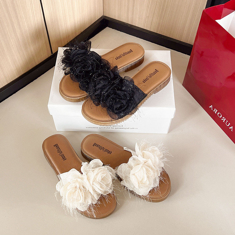 拖鞋女夏外穿2025超好看仙女风配裙子不累脚洋气平底夏天外出拖鞋,淘宝优惠券,粉丝福利购,淘宝优惠卷