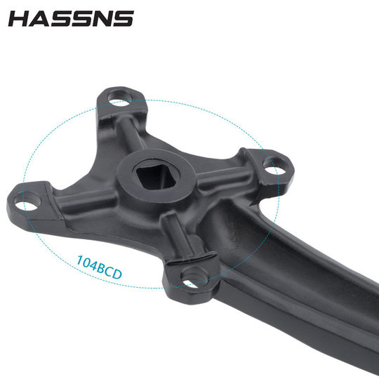 HASSNS mountain bike XT square hole crank positive and negative teeth 104BCD modified single disc crankset 9/10/11 speed