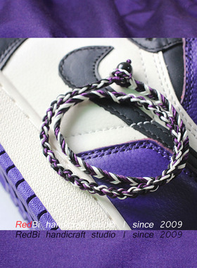 RedBi赤兔商店 恶人紫黑紫美式复古街头嘻哈原创编织多层手绳男女