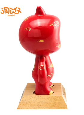 阿里瓷马老师福字淘公仔景德镇烫金家居新中式陶瓷摆件喜庆礼品