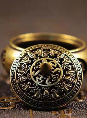 跨境合金一炷香小香炉黄铜迷你袖珍十二生肖香炉镂空铜熏香炉可爱