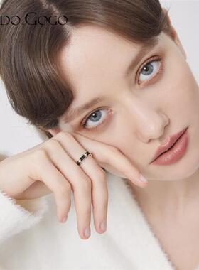 黑色编织皮绳戒指情侣对戒潮酷个性指环男女小众设计手饰