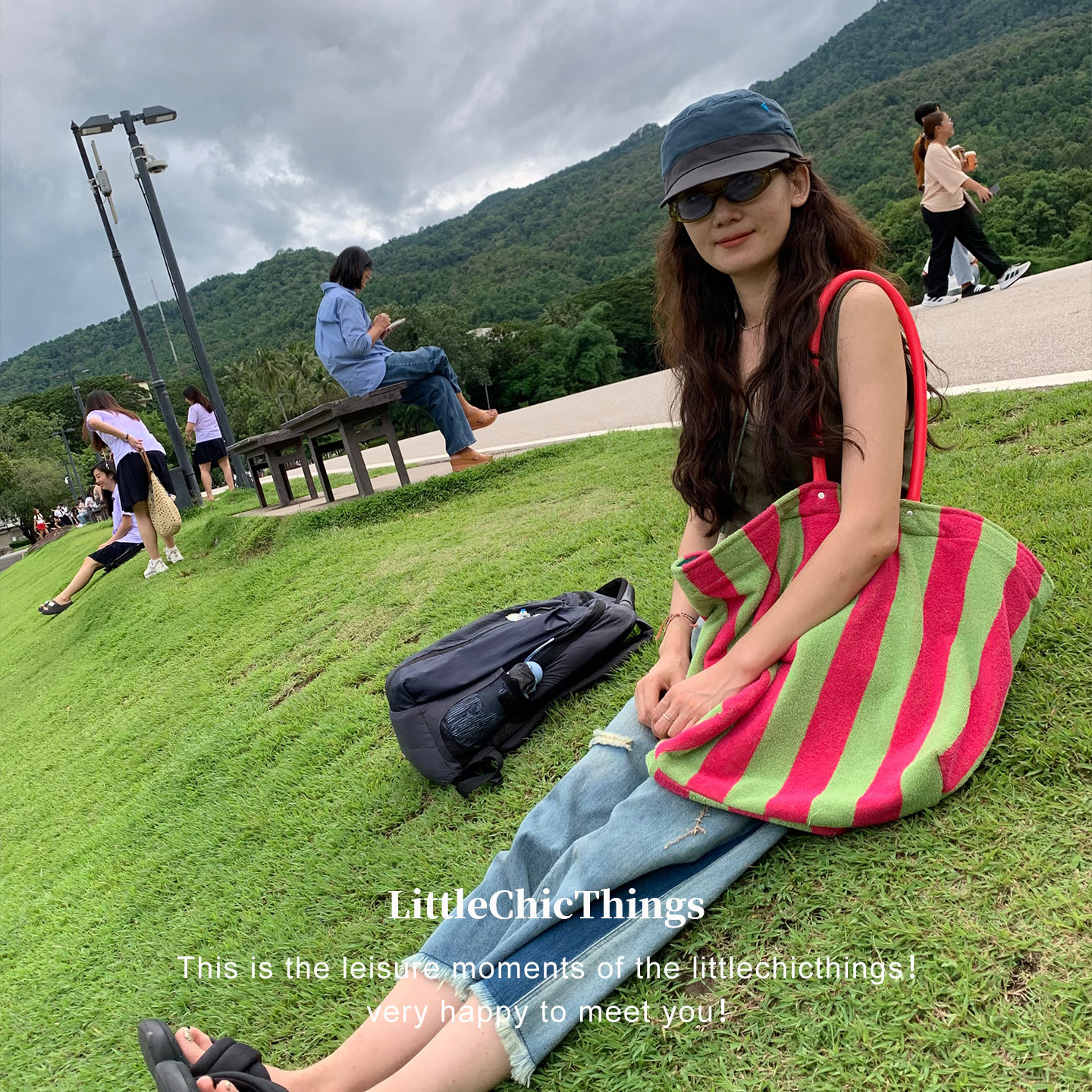 Korean generation ins2025 new large capacity red and green stripes