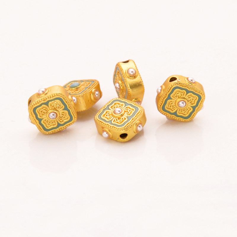 强保色沙金配件diy饰品古法金珐琅宋韵四合如意隔珠手链手绳配珠,淘宝优惠券,粉丝福利购,淘宝优惠卷