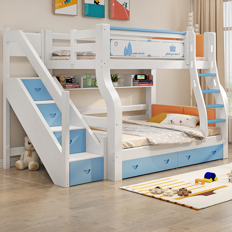新款上下床双层床两层上下铺多功能橡木儿童床全实木高低床子母床 - 图2