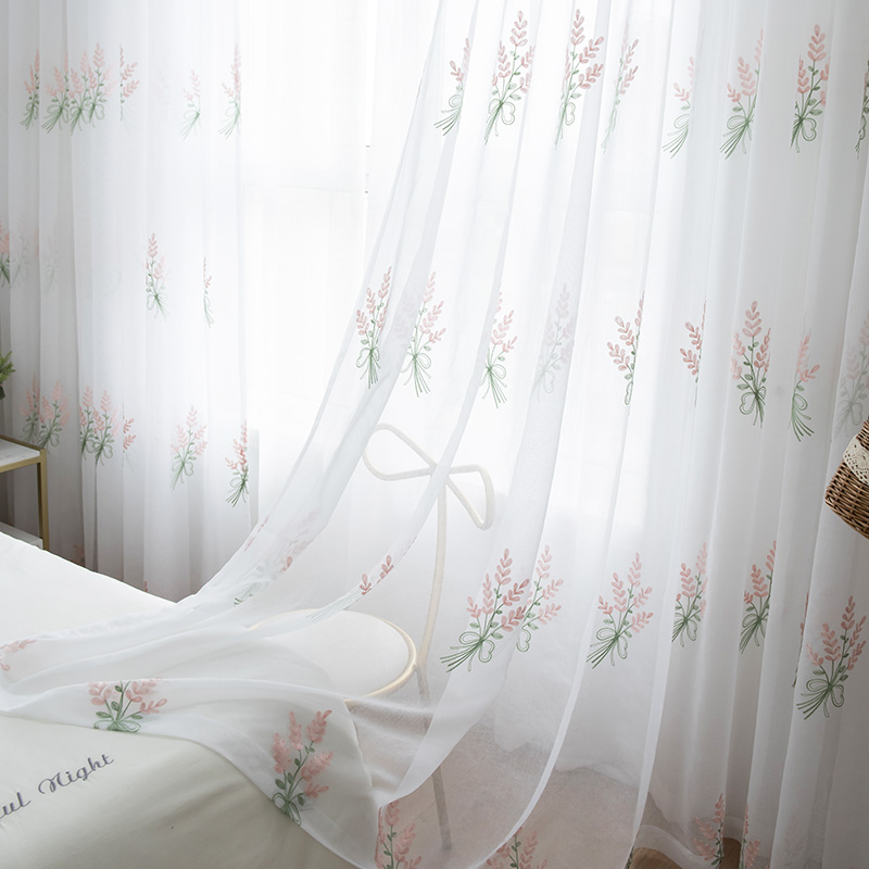 Nordic style princess embroidery girls gauze curtains