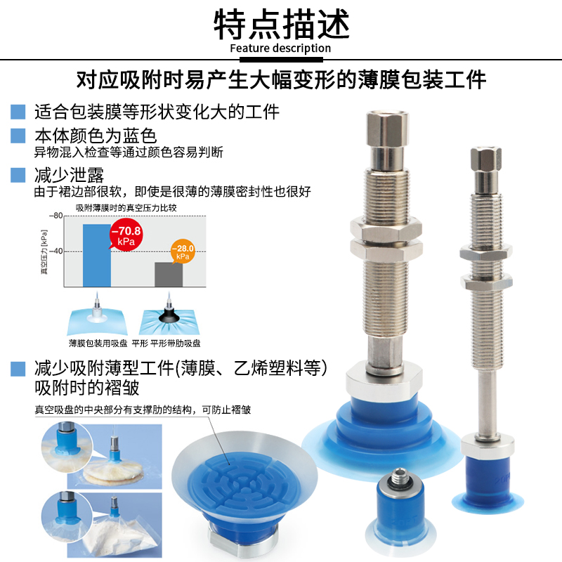 全力发开袋真空吸盘工业ZP3P-20/25/35/50包装袋机械手吸盘硅胶 - 图2