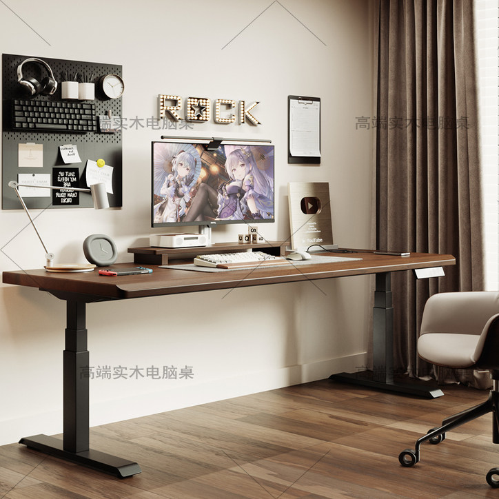 实木电动升降桌电脑桌家用办公桌学习桌书桌智能调节可升降电竞桌,淘宝优惠券,粉丝福利购,淘宝优惠卷