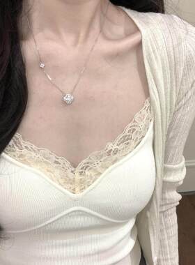 范琦「闪耀四叶草」S999纯银项链女轻奢小众高级感爆闪锁骨链生日