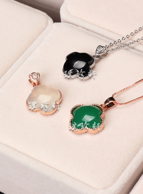 女款妈妈金镶玉天然玛瑙玫瑰金