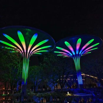 ສະແຕນເລດ umbrella-shaped pavilion sculpture outdoor square garden landscape photovoltaic gallery ຂະຫນາດໃຫຍ່ luminous sculpture customization