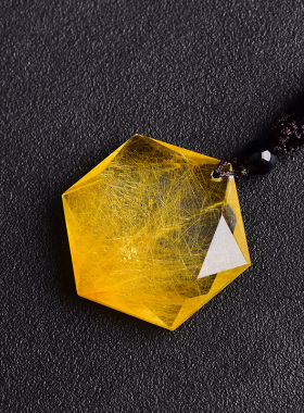 金发晶六芒星吊坠项链恶魔之眼