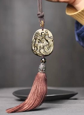 2026年属鸡吉祥物龙凤和鸣吊坠金曜石生肖鸡护身符钥匙扣挂件