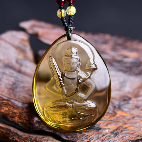 天然黄水晶本命佛生肖牛虎的吊坠虚空藏菩萨男女属牛虎守护神挂件 - 图1