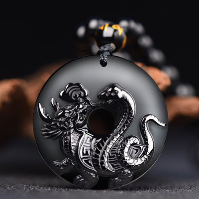 五行缺水补水北方水神玄武黑曜石玄武吊坠项链男女饰品黑色蛇龟 虎窝淘