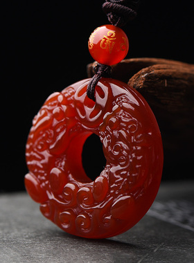 红玛瑙貔貅男士招财保平安吊坠