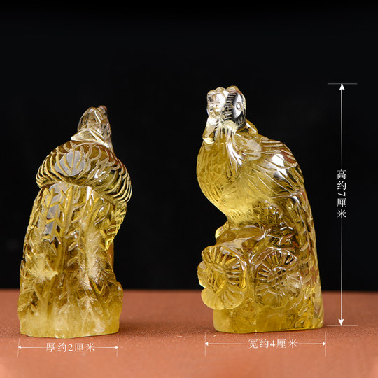 Natural cyanine crystal vermilion bird ornament fire phoenix raw stone carving living room entrance wedding housewarming auspicious gift