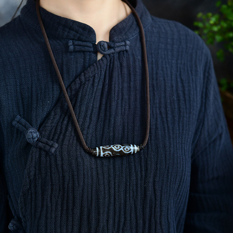 西藏传世老天珠九眼天珠吊坠锁骨链 宫妃项坠/吊坠