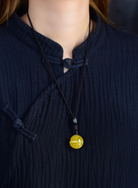 金发晶转运珠吊坠本命年招财项链