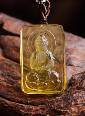 天然黄水晶本命佛属狗属猪吊坠