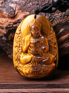 阿尼陀佛本命年项链吊坠虎眼石