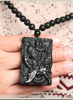 精雕霸气风武财神护身符关公吊坠