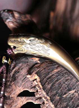 冰种黑曜石护身符灵摆狼牙吊坠