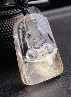 原矿阿弥陀佛水晶生肖属狗猪吊坠